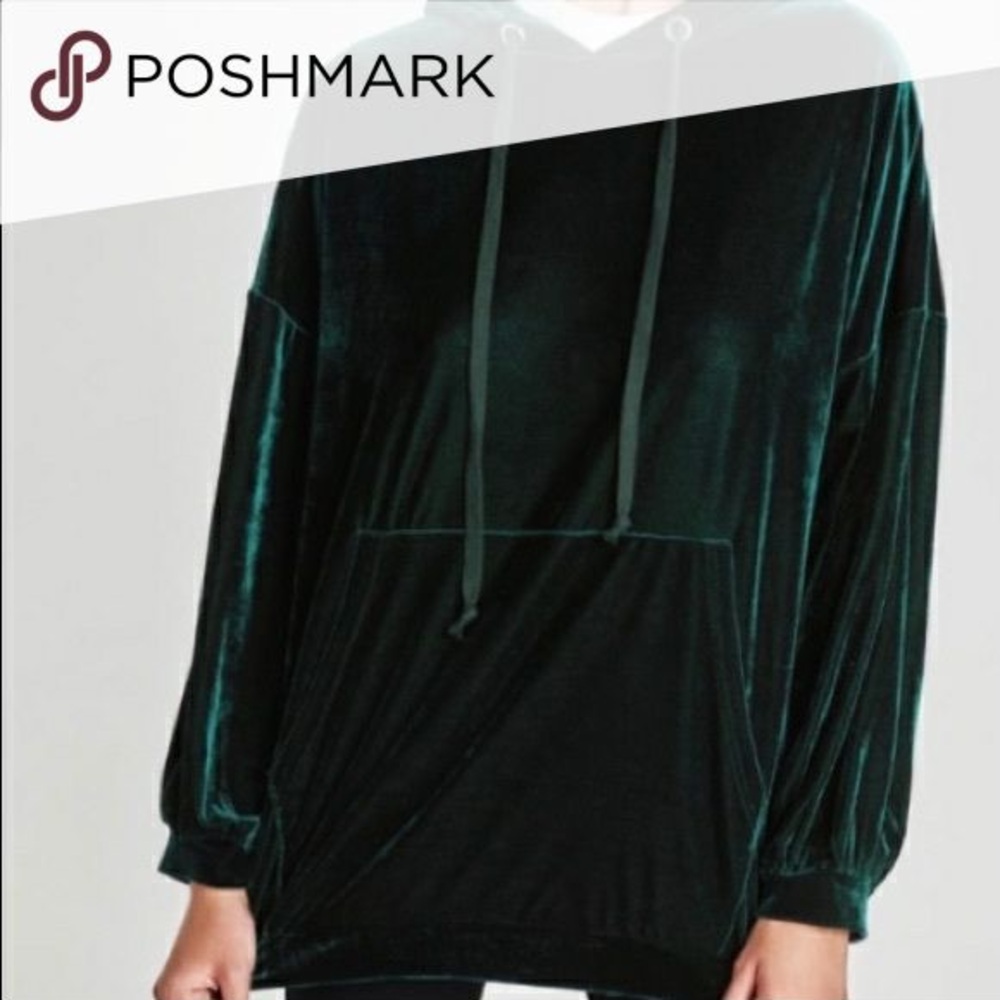 Zara green velvet hoodie